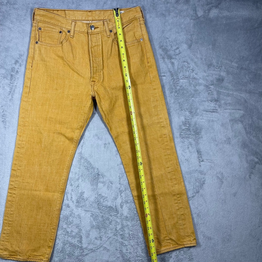 Levi's 501 Jeans Mens 31(30)x29(27) Yellow White Oak Cone Denim Button Fly - Picture 2 of 12